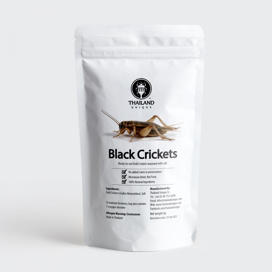 Edible Black Crickets Gryllus Bimaculatus Ready to Eat