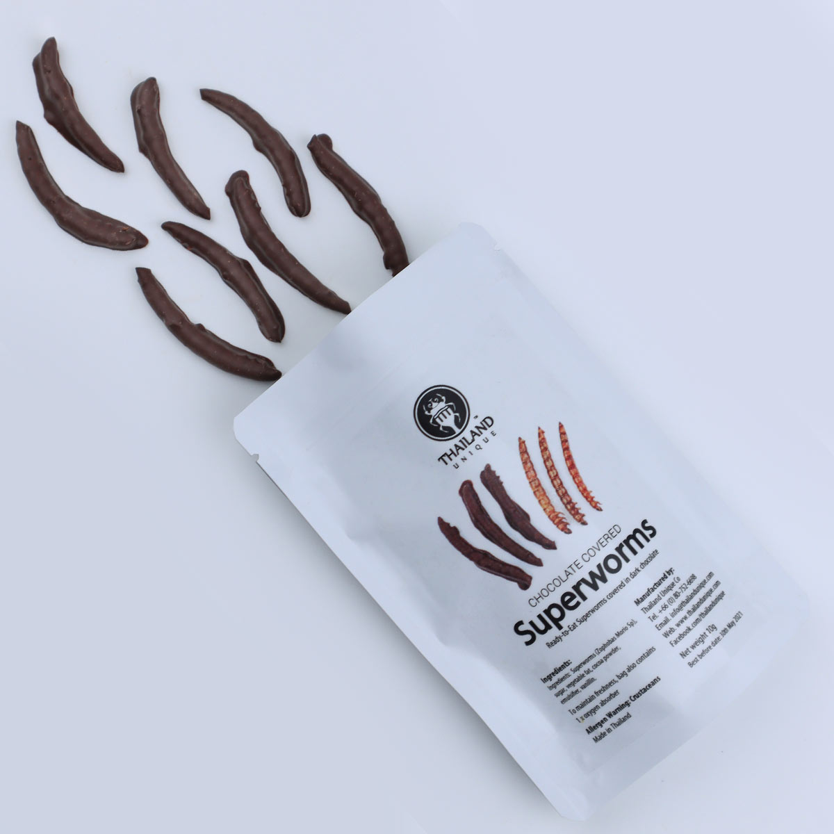 chocolate superworms in a bag