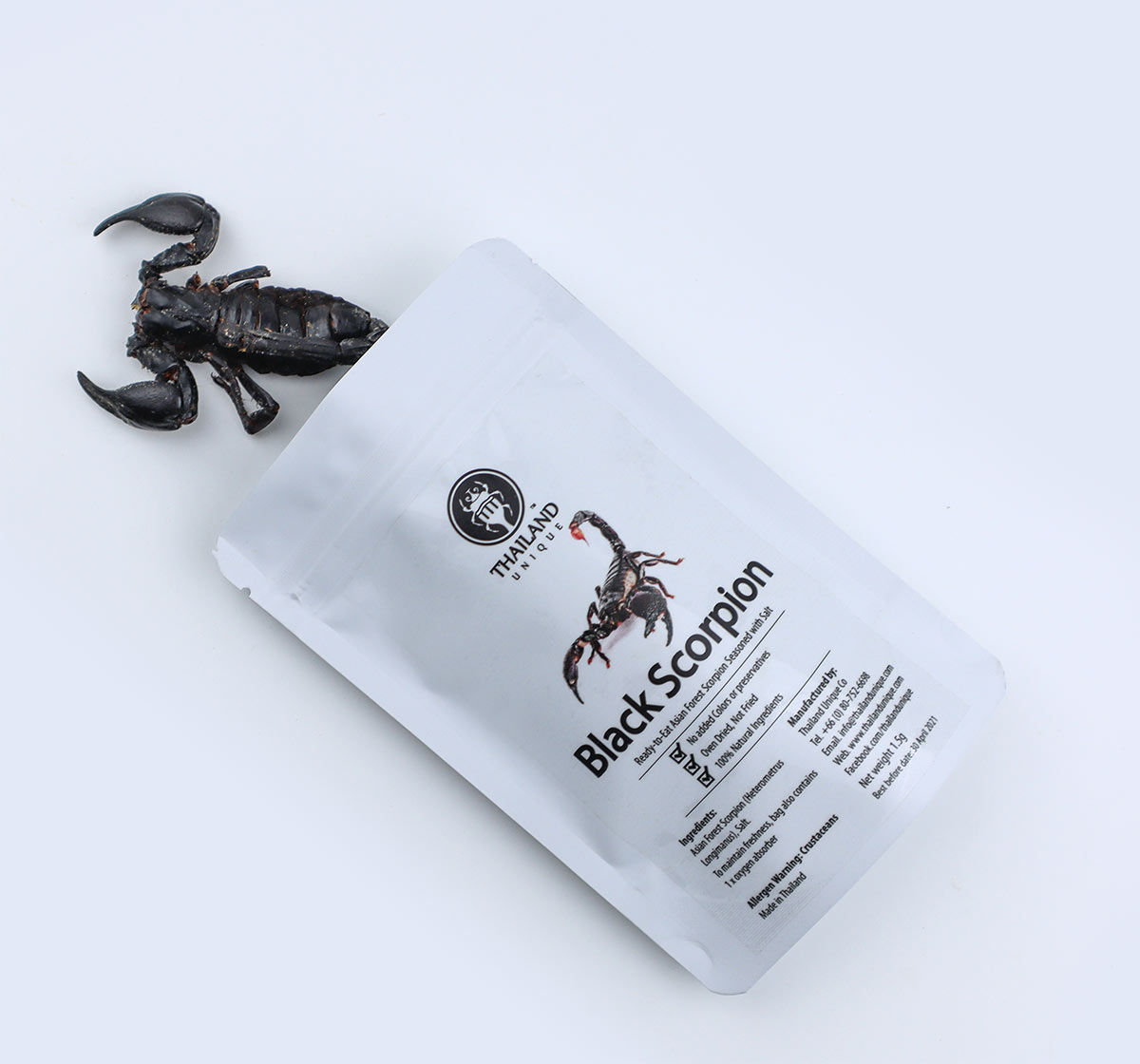 edible black scorpion in bag